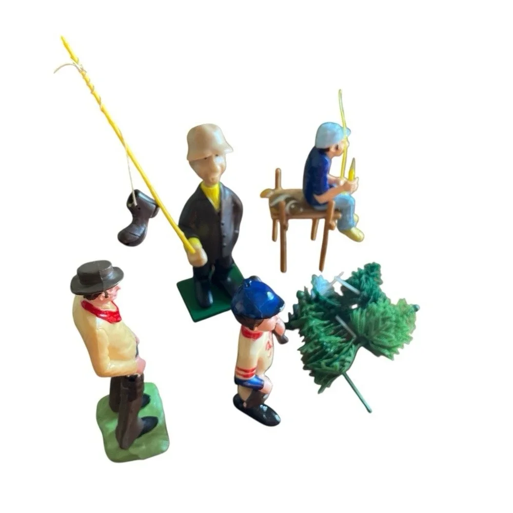 4 Wilton Cake Toppers Cowboy Man on Pier Old‎ Man Fishing Boot Baseball Player